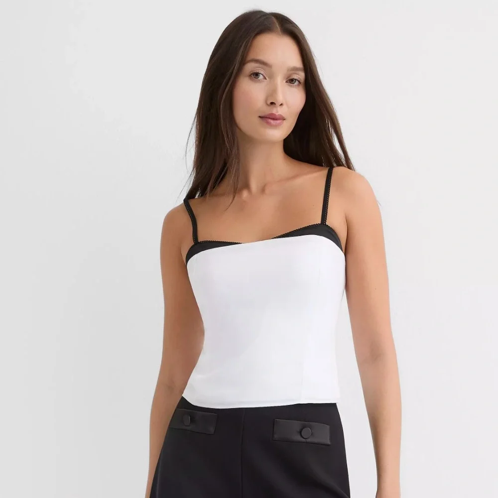 LOFT White Camisole with Black Straps - Picture 4 of 4